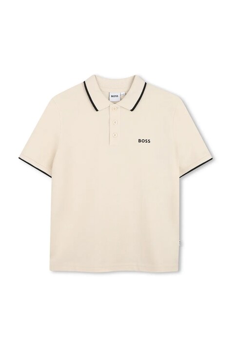 BOSS polo dziecięce kolor beżowy gładki J53169
