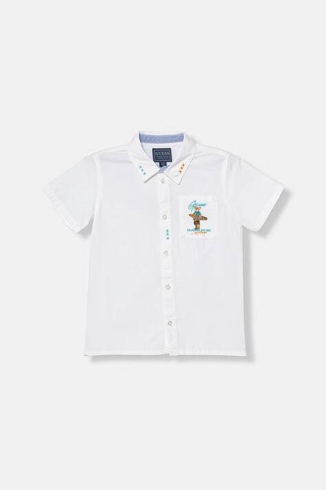 Guess koszula dziecięca bawełniana biała N6GH04 WBHQ1