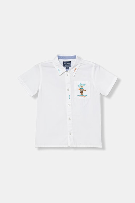 Guess koszula dziecięca bawełniana biała N6GH04 WBHQ1