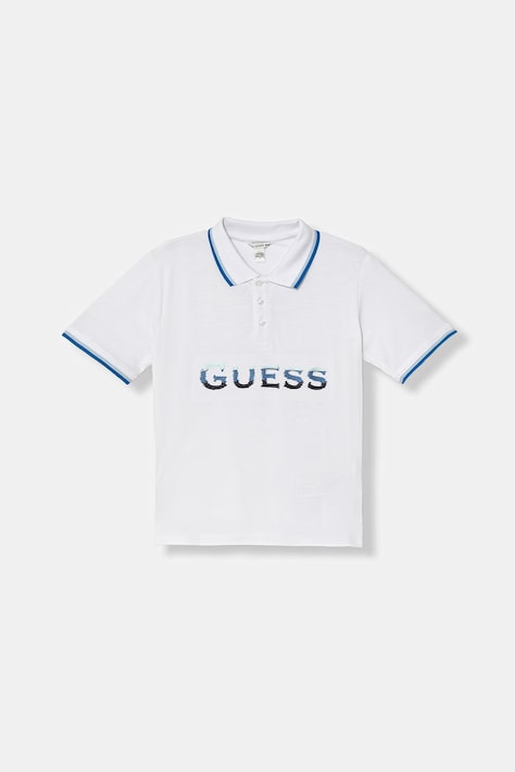 Guess polo bawełniane dziecięce kolor biały z aplikacją L6GP00 KADZ4