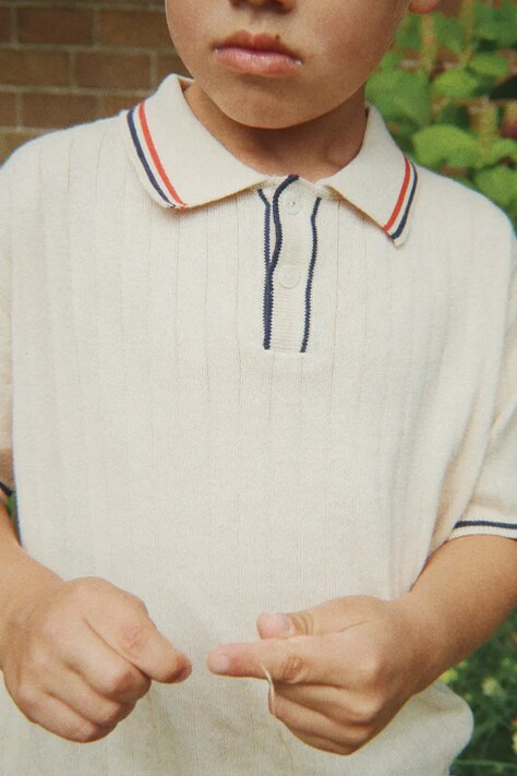 Konges Sløjd поло дитяче бавовняне MIO KNIT POLO GOTS — SS26-POB03M, бежевий — фото 6