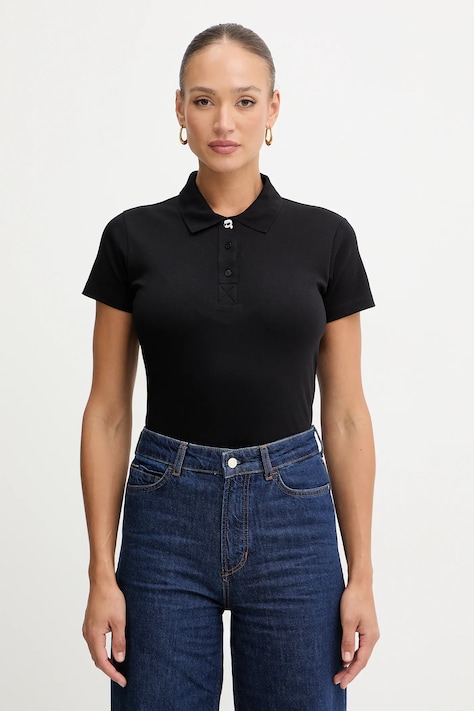 Karl Lagerfeld polo bawełniane IKON damski kolor czarny B1W17035
