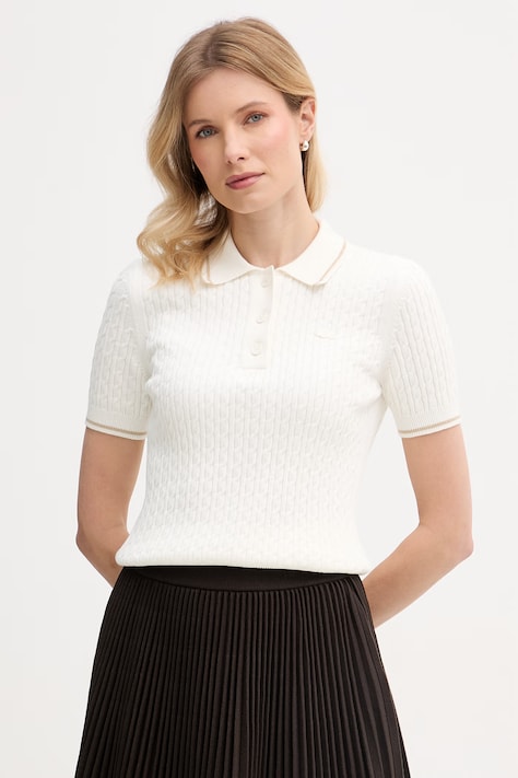 Lacoste polo swetrowe damskie z bawełną beżowe AF0972