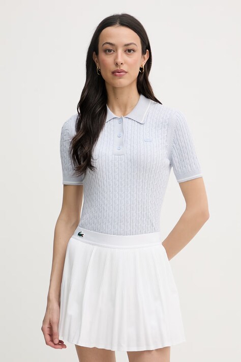 Lacoste polo swetrowe damskie z bawełną niebieskie AF0972
