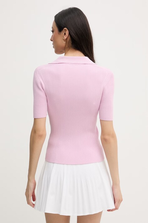 Lacoste T-shirt damski z wiskozą różowy AF9874