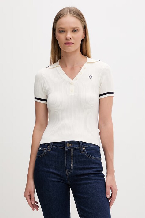 Guess Jeans polo damskie beżowe W6GRZ1 Z3P32