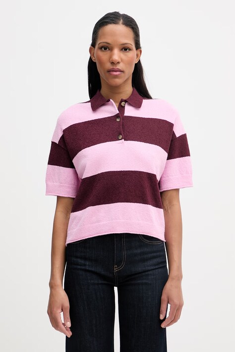 Marc O'Polo polo damskie z bawełną różowe 5000008118
