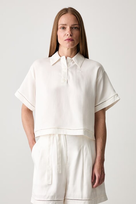 Lacoste πόλο με lyocell γυναικείο λευκό CF0061