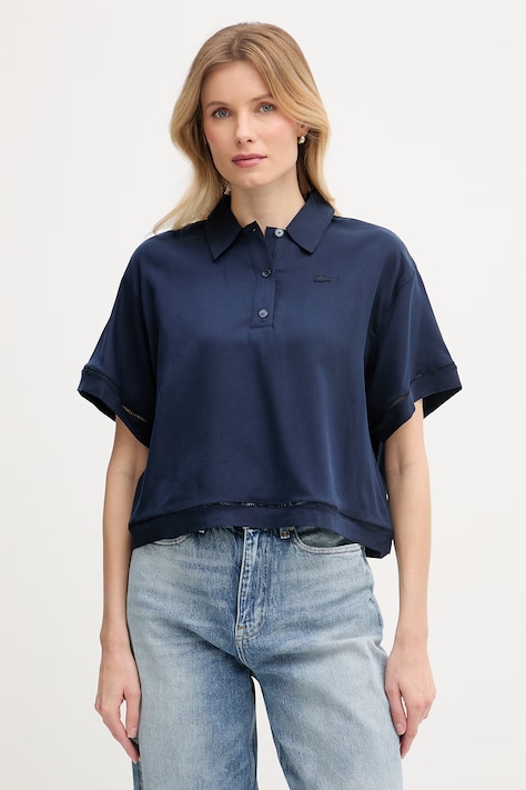 Lacoste polo damskie z lyocellem granatowe CF0061