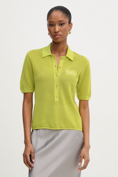Patrizia Pepe polo swetrowe damskie bawełniane zielone 2K0372 K327