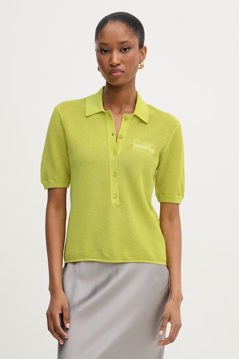 Patrizia Pepe polo swetrowe damskie bawełniane zielone 2K0372 K327