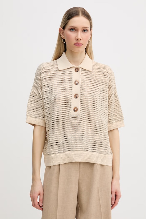 Marc Aurel polo damskie z wiskozą beżowe 8352A11132