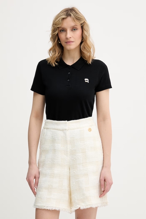 Karl Lagerfeld polo ženské bavlněné IKON černé B2W17098