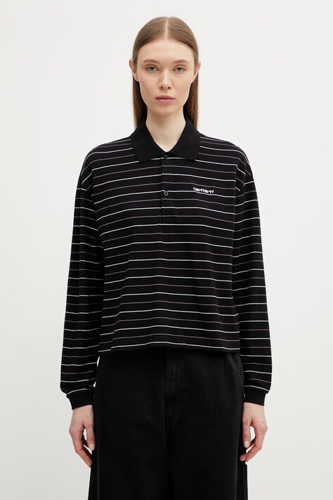 Carhartt WIP longsleeve damski bawełniany W' L/S Mabel Polo czarny I036354.3O1XX