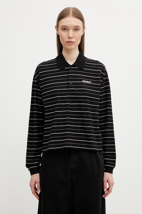 Carhartt WIP longsleeve damski bawełniany W' L/S Mabel Polo czarny I036354.3O1XX