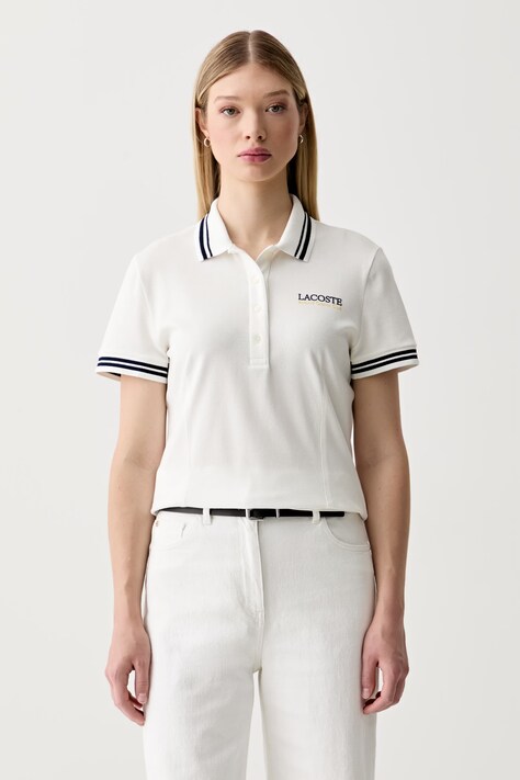 Lacoste polo tričko dámske s bavlnou biele PF0582