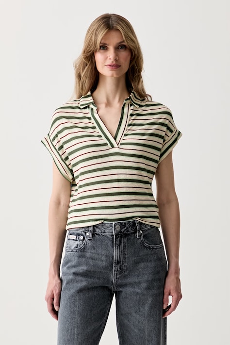 United Colors of Benetton polo pentru femei cu in verde 35LYD301E