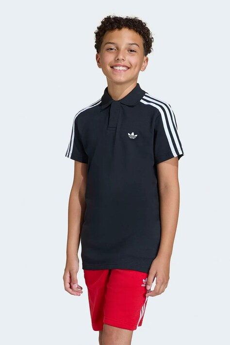 adidas Originals polo bawełniane dziecięce kolor czarny gładki KE2952