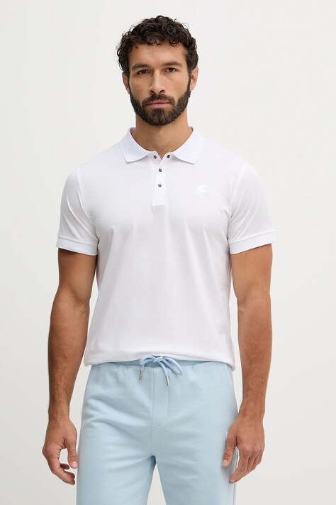 Karl Lagerfeld polo bawełniane męski kolor biały gładki 561200.745000