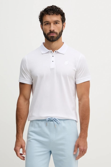 Karl Lagerfeld polo bawełniane męski kolor biały gładki 561200.745000