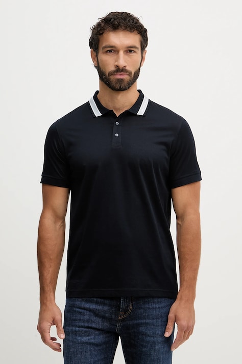 Karl Lagerfeld polo bawełniane kolor granatowy gładki 561200.745001