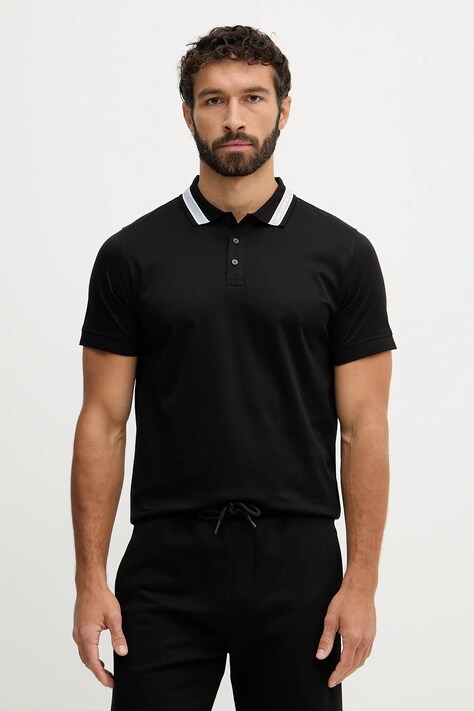 Karl Lagerfeld polo bawełniane kolor czarny gładki 561200.745001