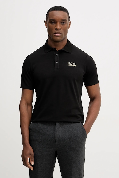 Karl Lagerfeld tricou polo culoarea negru, uni, 561235.745024