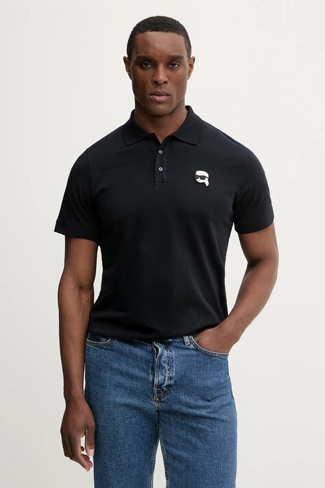 Karl Lagerfeld polo bawełniane męski kolor granatowy z aplikacją 561224.745710