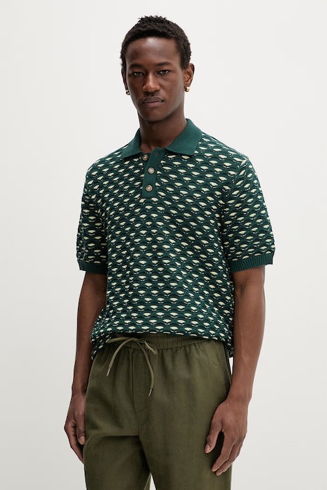 Les Deux polo męskie z bawełną Esmay zielone 1001306