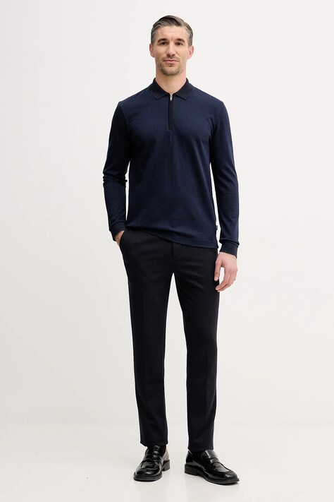 BOSS longsleeve bawełniany kolor granatowy 50549583