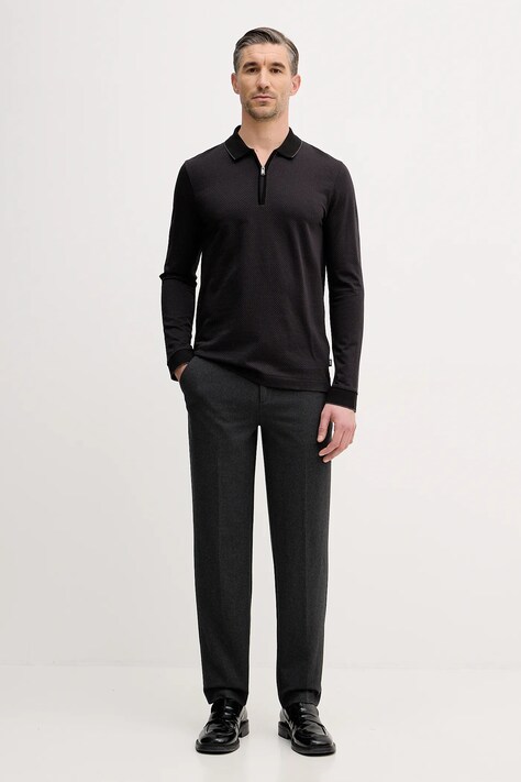 BOSS longsleeve bawełniany kolor czarny 50549583