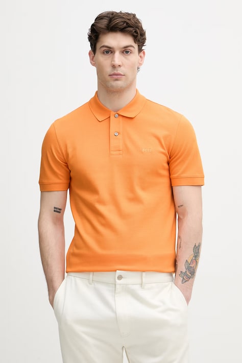 BOSS polo pánské bavlněné Pallas oranžové 50553564