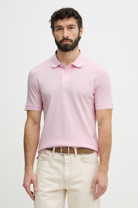 BOSS polo pánské bavlněné Pallas růžové 50553564