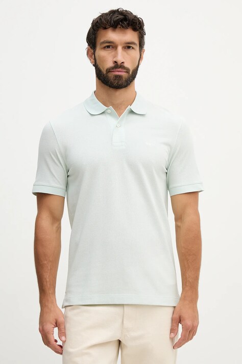 BOSS polo bawełniane Pallas męski kolor zielony gładki 50553564