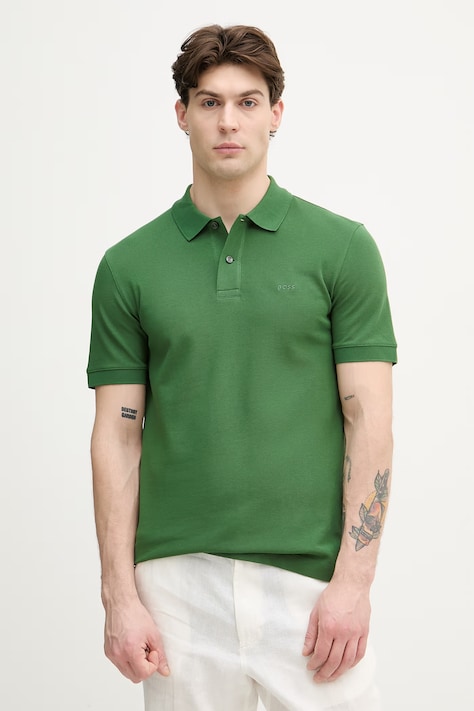 BOSS polo tričko pánske bavlnené Pallas zelené 50553564