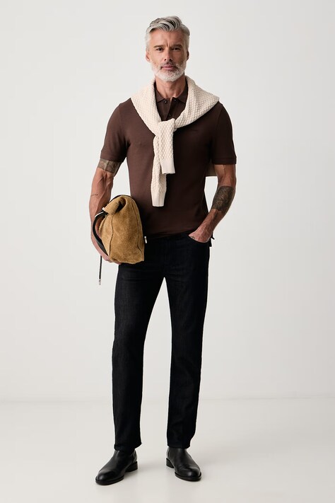 BOSS Polo męskie bawełniane Pallas brązowe 50553564
