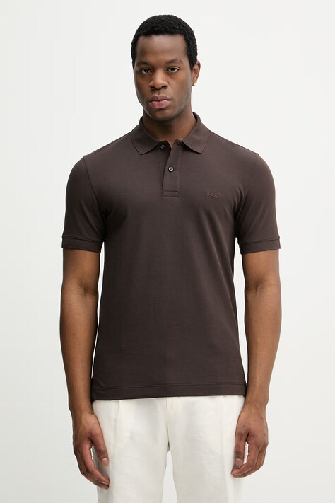 BOSS polo de bumbac Pallas culoarea roșu, uni, 50553564