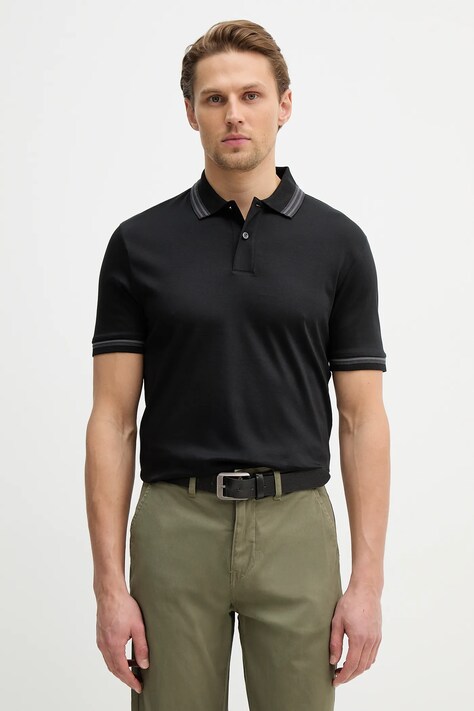 BOSS polo bawełniane H-Phillipson 202 męski kolor czarny gładki 50554529