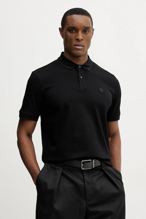 Памучна тениска с яка BOSS C-Parris 98 в черно с изчистен дизайн 50555300