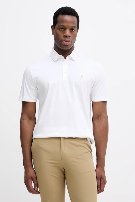 BOSS polo bawełniane męski kolor biały gładki 50555829