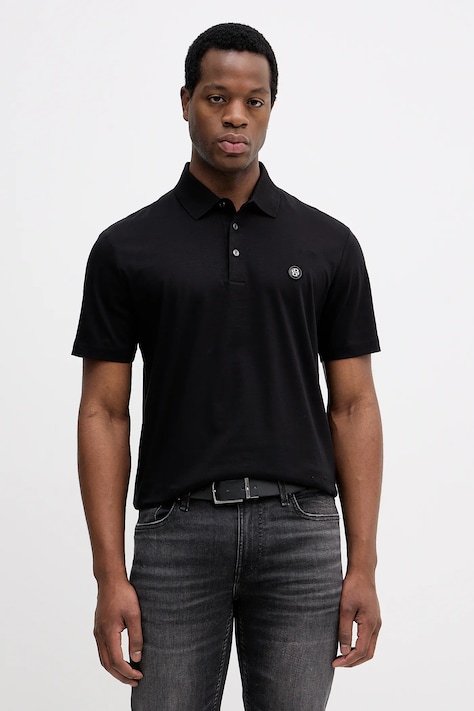 BOSS polo de bumbac culoarea negru, neted, 50555829