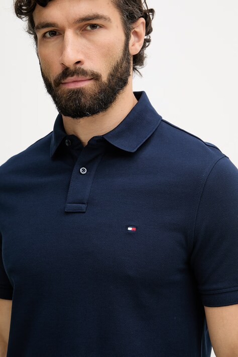 Tommy Hilfiger polo męskie bawełniane z elastanem granatowe MW0MW17770