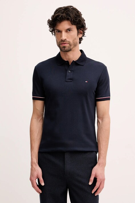 Tommy Hilfiger polo bawełniane męski kolor granatowy z aplikacją MW0MW41612