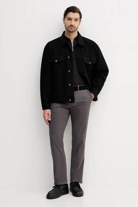 Tommy Hilfiger polo bawełniane męski kolor czarny gładki MW0MW41613