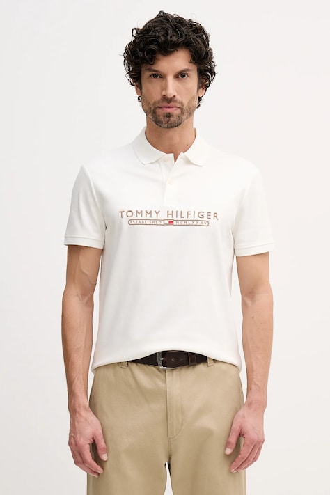 Поло Tommy Hilfiger колір білий з аплікацією MW0MW41615