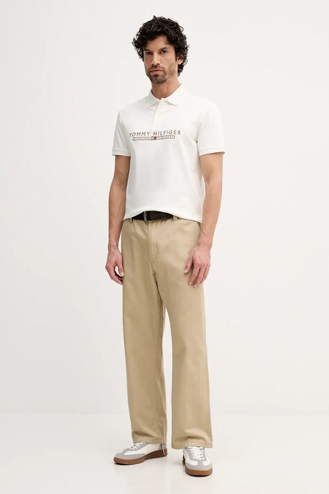 Tommy Hilfiger polo męski kolor biały z aplikacją MW0MW41615