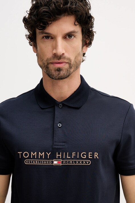 Tommy Hilfiger polo męski kolor granatowy z aplikacją MW0MW41615