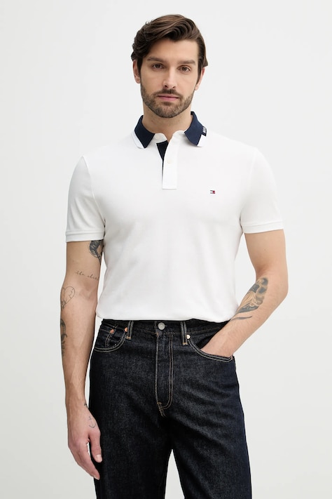 Tommy Hilfiger polo męski kolor biały gładki MW0MW41605