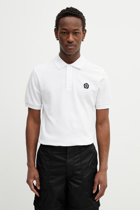 Kenzo polo bawełniane męski kolor biały gładki FG55PO1024PU
