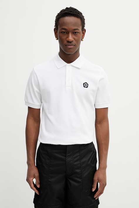 Kenzo polo bawełniane męski kolor biały gładki FG55PO1024PU